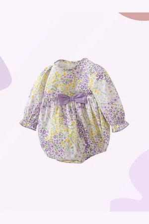 Stylecast Infants Girls Purple Printed Cotton Bodysuit