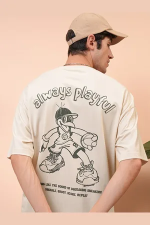 LocoMotive Premium Puff Printed Round Neck Half Sleeve Oversized T-shirt