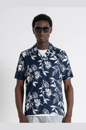 Antony Morato Floral Printed Cuban Collar Short Sleeves Cotton Casual Shirt