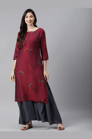 Aarika Floral Printed Round Neck Cotton Straight Kurta
