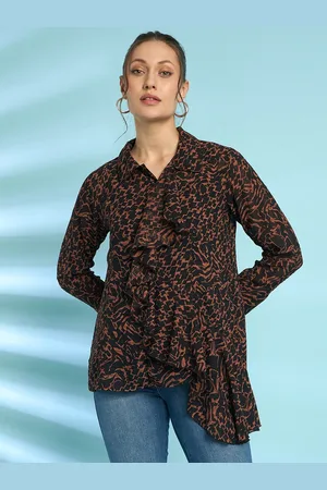 Antheaa Geometrical Print Shirt Style Top