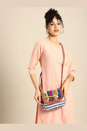 Sangria Geometric Printed Structured Cotton Sling Bag