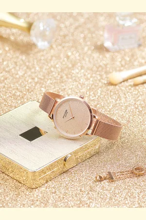 Sonata Poze Women Brass Dial & Bracelet Style Straps Analogue Watch SP80023WM01W