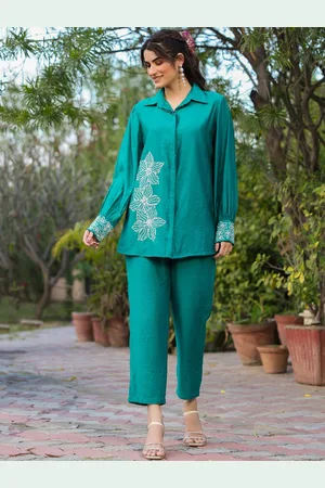 Everbloom Embroidered Long Sleeves Shirt With Trousers