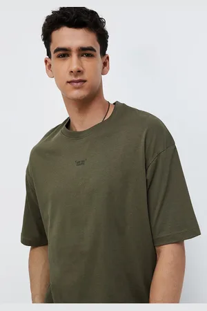Lifestyle Round Neck Drop-Shoulder Sleeves Cotton Oversized T-shirt