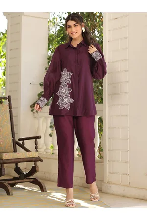 Everbloom Embroidered Long Sleeves Shirt With Trousers