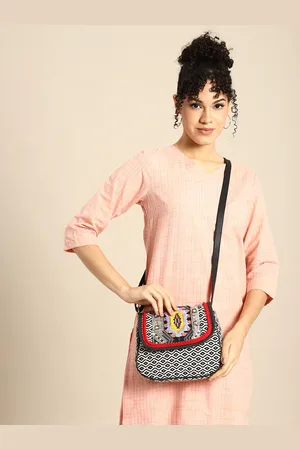 Sangria Geometric Printed Structured Cotton Sling Bag