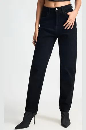 FREAKINS Women Mom Fit High-Rise Clean Look Stretchable Jeans