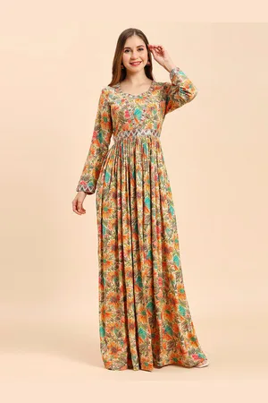 MADHURAM Floral Printed Maxi Ethnic Dress