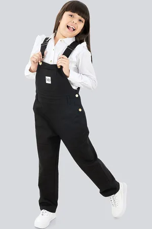 OLELÉ Girls Cotton Straight Fit Dungarees