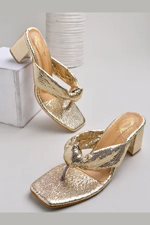 Shoetopia Textured Open Toe Block Heels