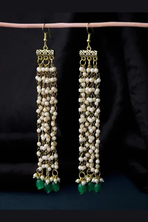 ATIBELLE Gold Plated Beaded Drop Earrings