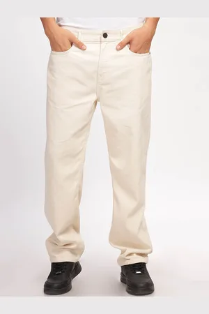 HERE&NOW Men Beige Comfort Relaxed Fit Clean Look Pure Cotton Jeans
