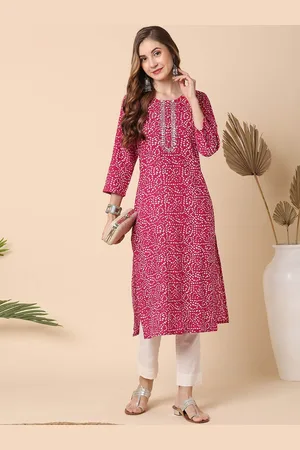 Globus Bandhani Printed Thread Work Straight Kurta