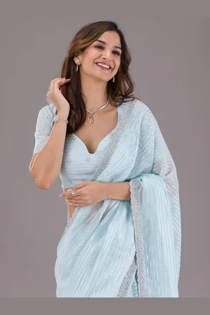 Koskii Embellished Beads and Stones Pure Georgette Saree