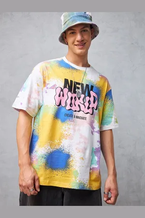 Bewakoof New World Tie & Dye Drop-Shoulder Sleeves Boxy Super Loose Fit Cotton T-shirt