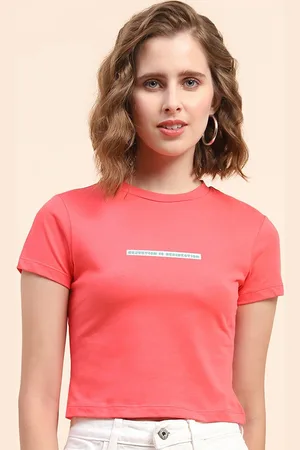CAMLA Round Neck Pure Cotton Crop T-shirt