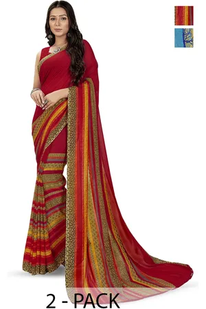 ANAND SAREES Floral Poly Georgette Saree Pack of 2