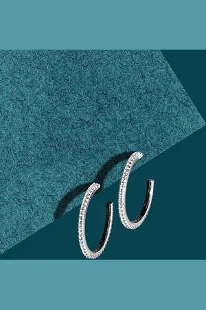 Accessorize London Women Sterling Silver Plated Cubic Zirconia Sparkle Hoop Earrings
