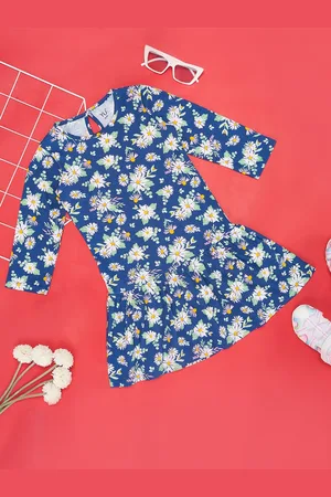 Pantaloons Girls Floral Printed Cotton Drop-Waist Dress