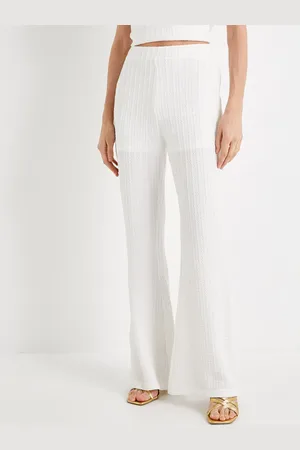 Koton Women Self Design Textured Flared High-Rise Bootcut Trousers