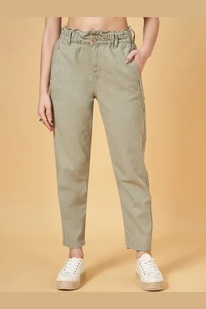 PEOPLE Women Clean Look Mid-Rise Cotton Relaxed Fit Jeans