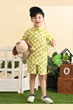 Superminis Boys Checked Shirt Collar Shirt With Shorts