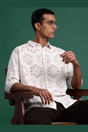 Sangria Knitted Self-Design Semi Sheer Shirt
