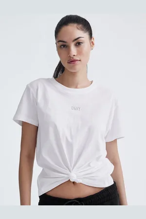 DKNY Round Neck Short Sleeves Cotton Top