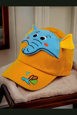 Baby Moo Kids 3D Elephant Cartoon Character Self Design Cotton Baseball Cap
