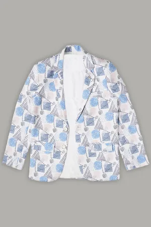 CAVIO Boys Printed Pure Cotton Single Breasted Blazer With T-Shirt