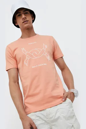 Lifestyle Typography Printed Round Neck Short Sleeves T-shirt