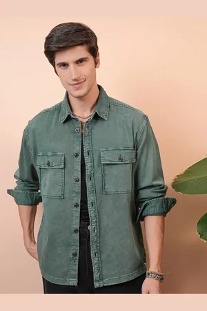 LocoMotive Premium Cotton Linen Dobby Textured Checked Utility Pocket Relaxed Shirt