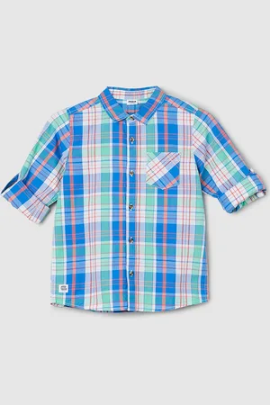 Max Collection Boys Tartan Checked Spread Collar Cotton Casual Shirt