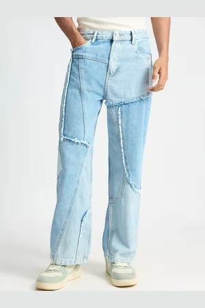 FREAKINS Men High-Rise Slash Knee Heavy Fade Jeans