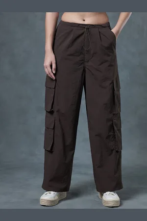 Bewakoof Women Loose Fit High-Rise Baggy Oversized Parachute Cargos Trousers