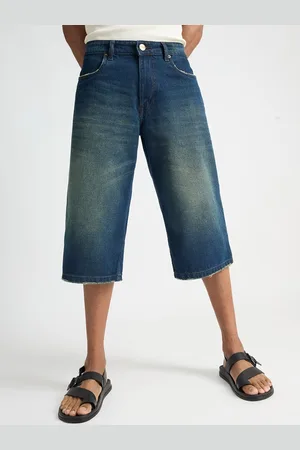 FREAKINS Men Washed Denim Shorts