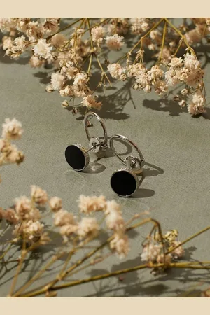 Salty Men Silver-Plated Stainless Steel Circular Shaped Stud Earrings