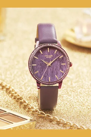 Sonata Poze Women Brass Dial & Leather Textured Straps Analogue Watch SP80044QL01W