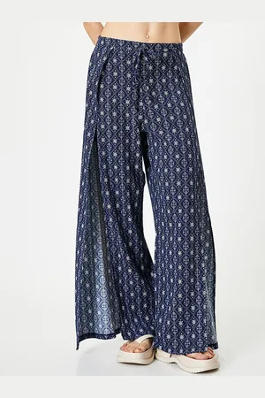 Koton Women Geometric Printed Straight Fit Parallel Trousers