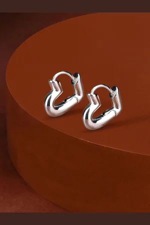 Accessorize London Women Sterling Silver Plated Heart Hoop Earrings