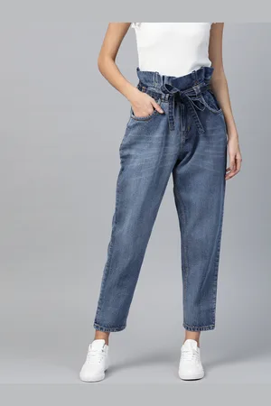 Sassafras Women Blue Pure Cotton Relaxed Fit High-Rise Non-Stretchable Clean Look Jeans