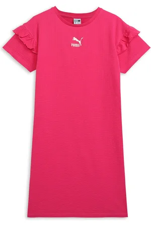 PUMA Girls Crew Neck Ruffles Cotton Dress