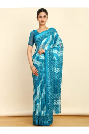 Soch Abstract Printed Pure Chiffon Saree