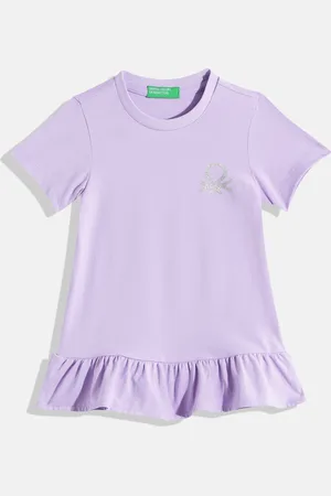 Benetton Girls Brand Logo Detail Drop-Waist Dress