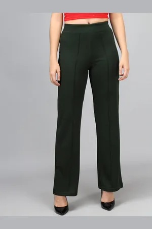 KOTTY Women Green High-Rise Bootcut Trousers