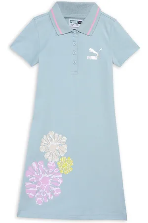 PUMA Classics Girls Brand Logo Graphic Printed Cotton T-Shirt Dress