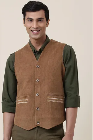 Fabindia Men Cotton V-Neck Waistcoat