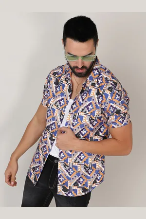 Campus Grey Classic Ethnic Motifs Printed Spread Collar Casual Shirt