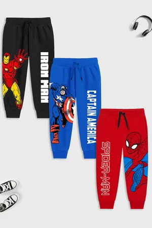 YK Kids Pack Of 3 Avengers Printed Cotton Joggers
